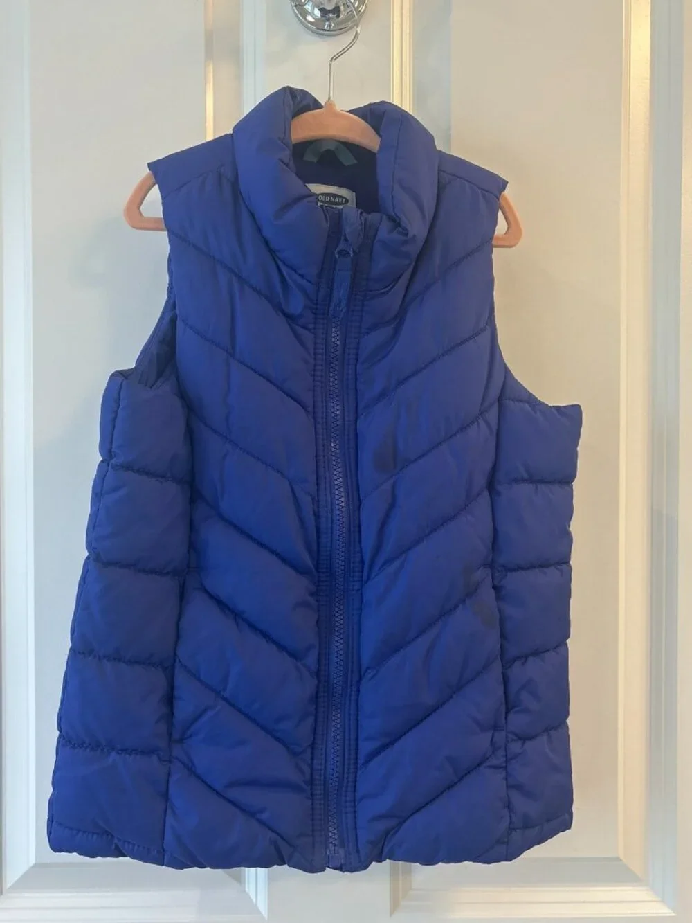 Old Navy Kids Blue Chevron Puffer Vest